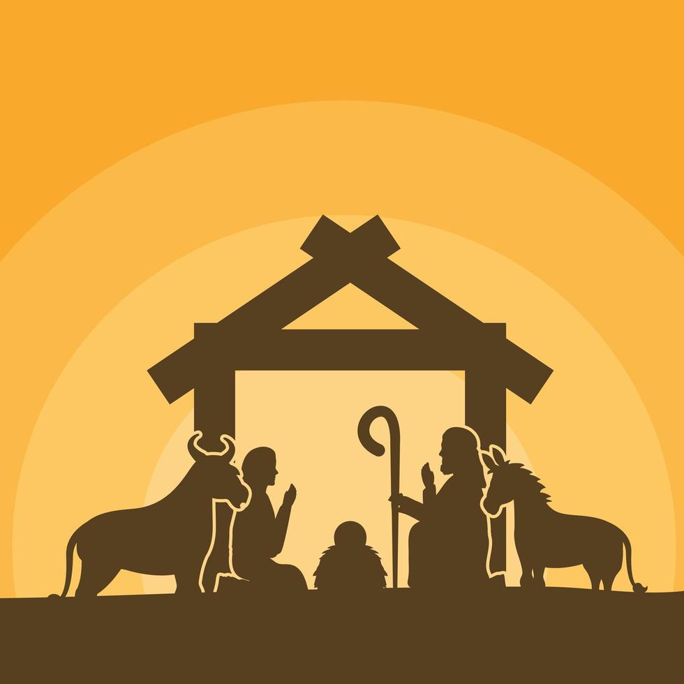 Epiphany of Jesus, sacred family in a manger vector