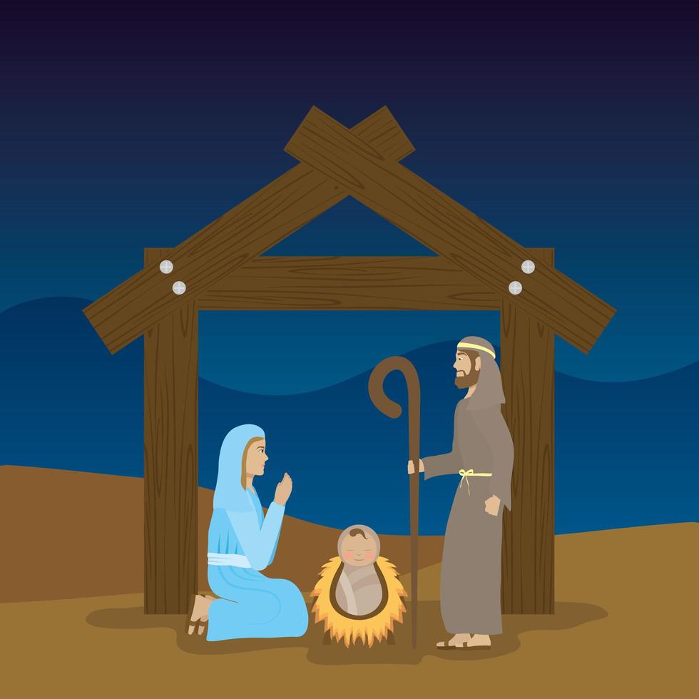 Epiphany of Jesus, sacred family in a manger vector
