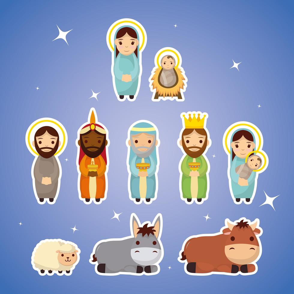 Epiphany of Jesus icon set vector