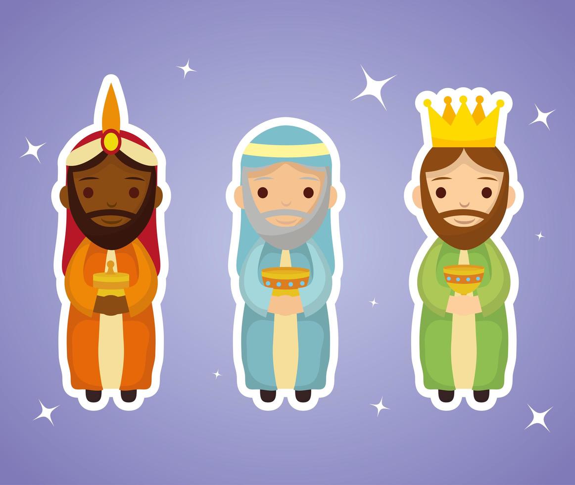 Epiphany of Jesus with magi bringing presents vector