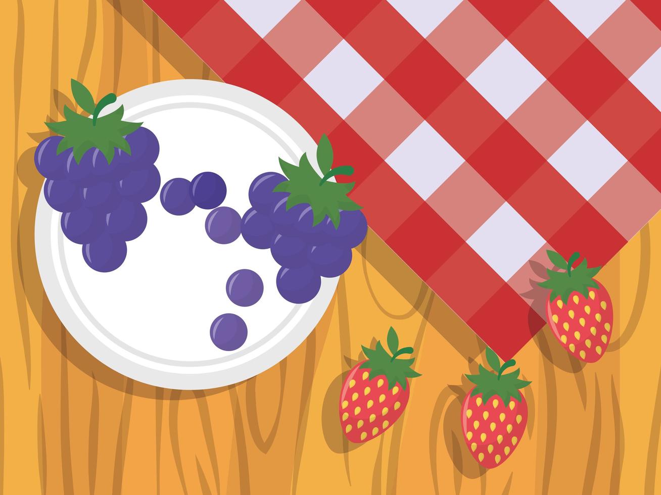 Fruits table top view vector