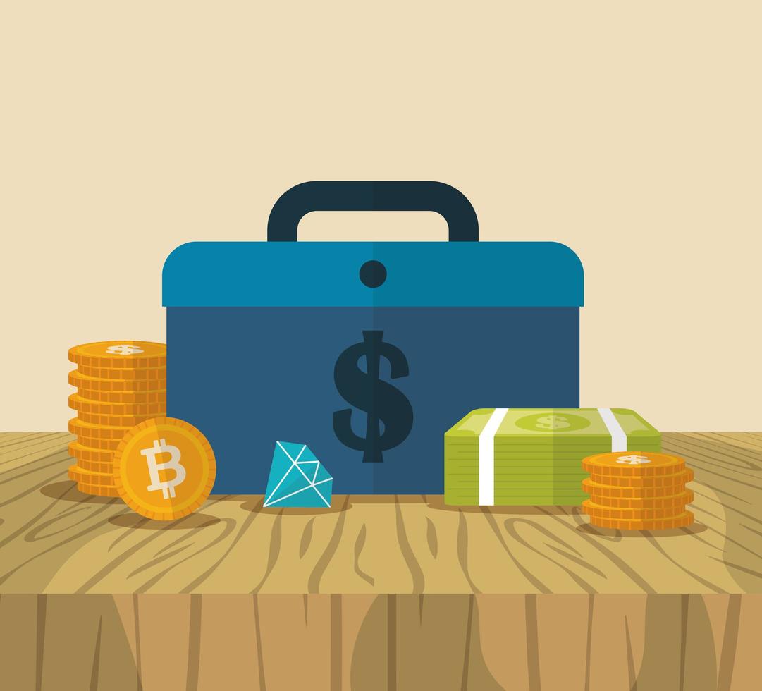 cryptocurrency and dollar finance icons design vector