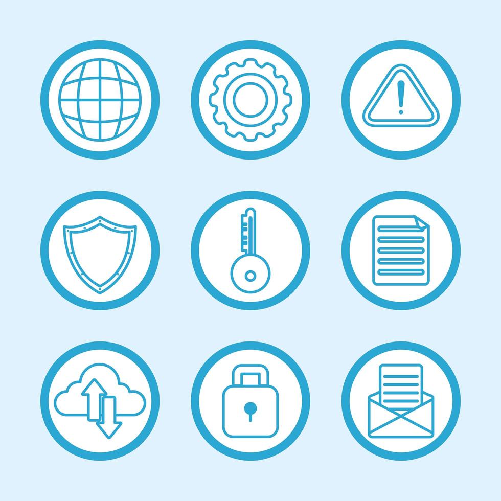 conjunto de iconos de seguridad informática e internet vector