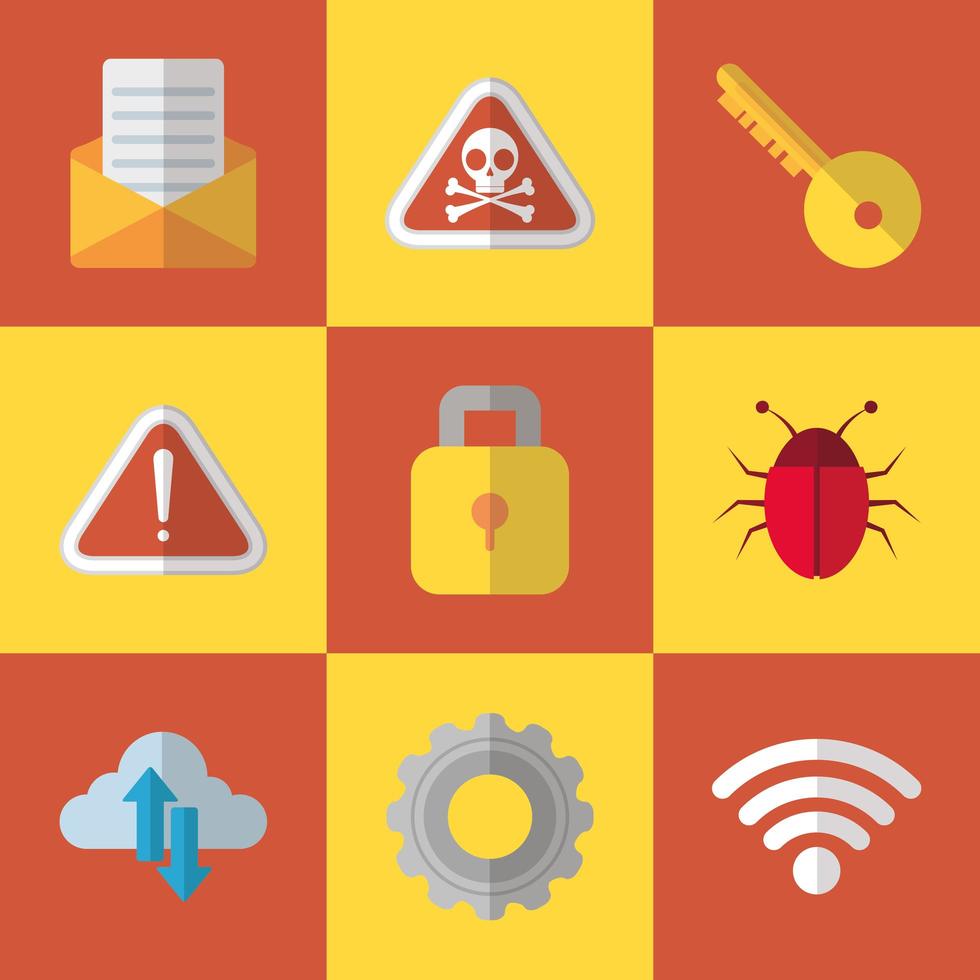 Computer and internet security icon set vector