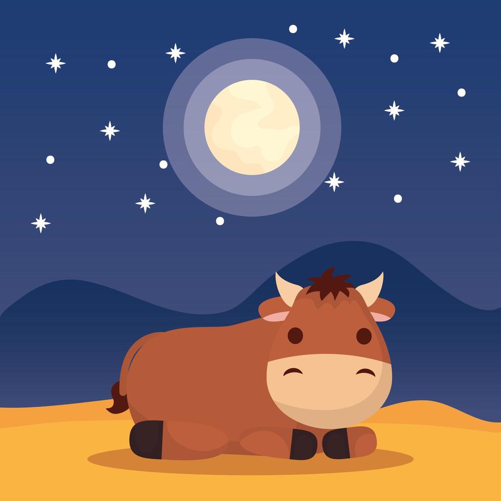 Epiphany of Jesus with cute cow vector