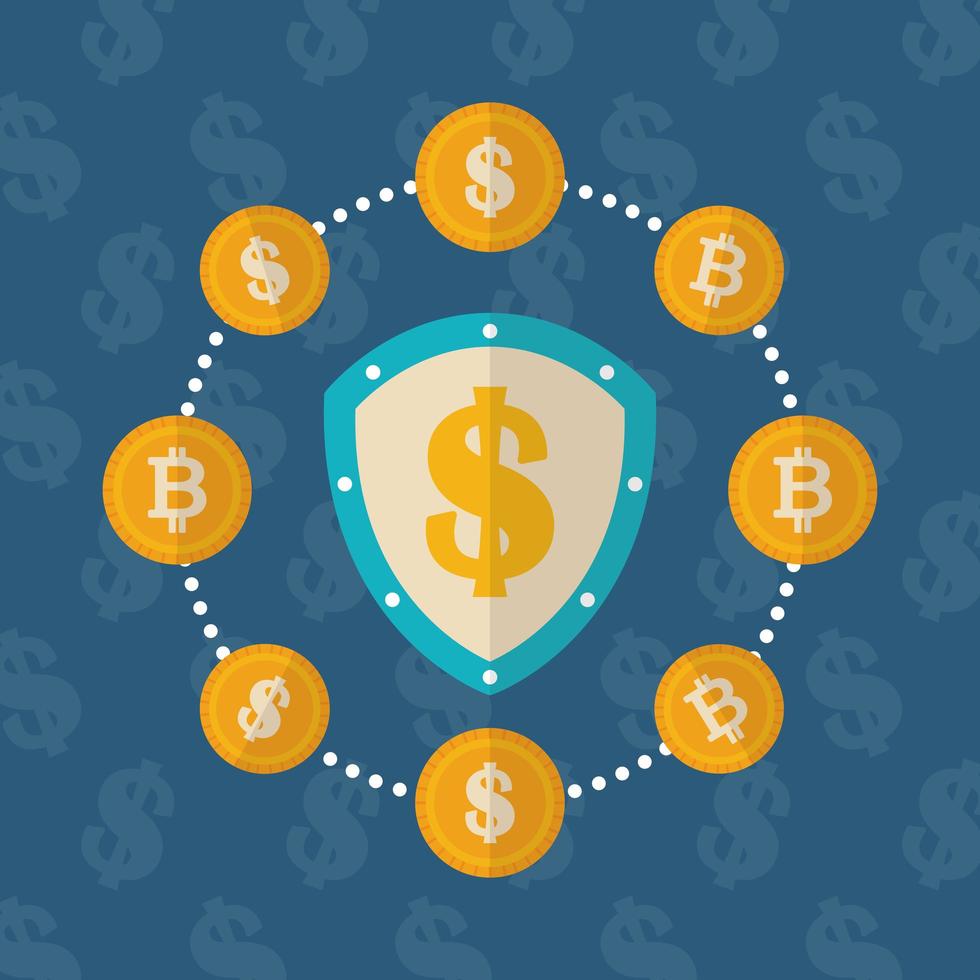 cryptocurrency and dollar finance icons design vector