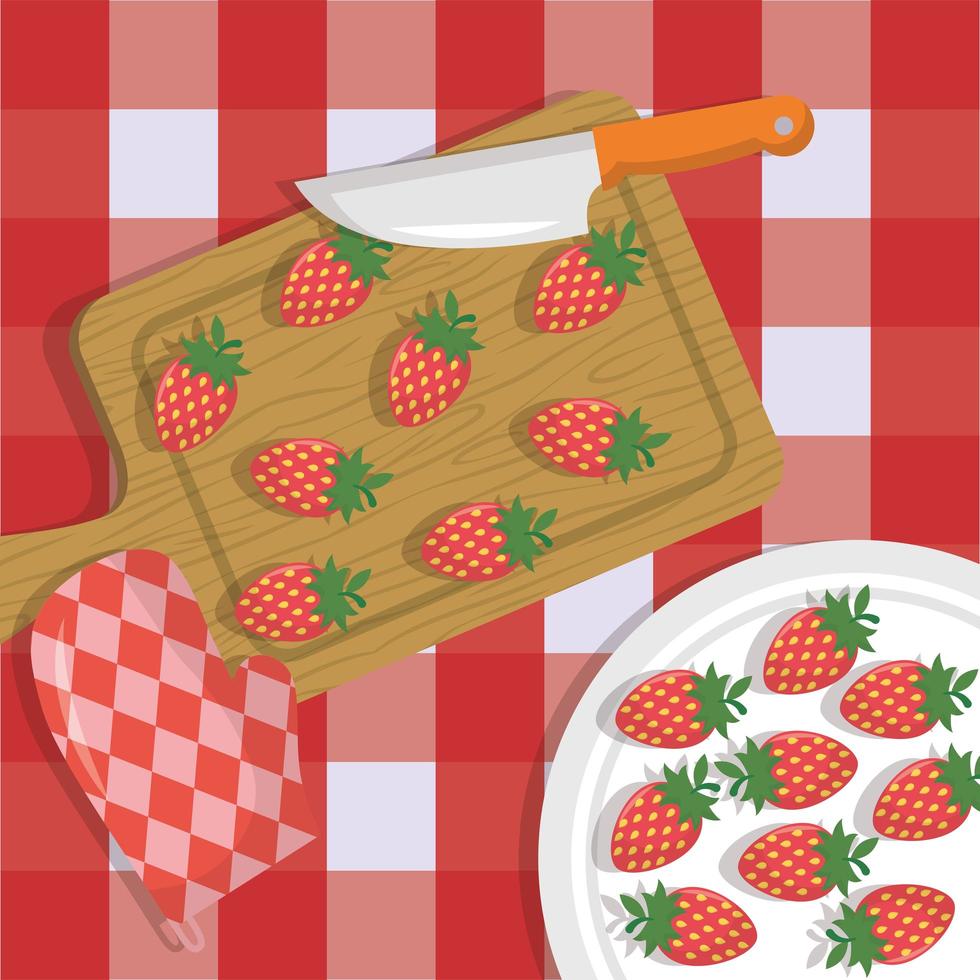 Food preparation table top view vector