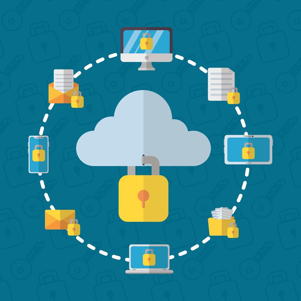 tecnología internet seguridad diseño plano vector