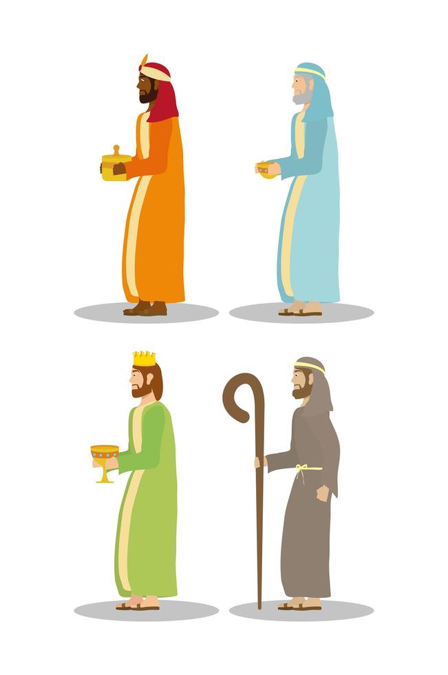 Epiphany of Jesus, Magi icon set vector