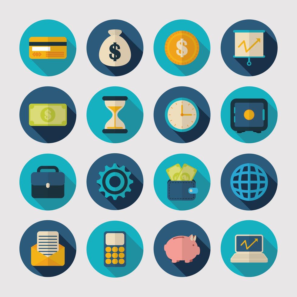 Money and finances icon set vector