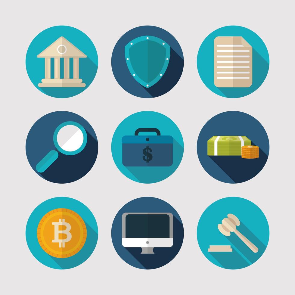 Finance, technology, and business icon set vector