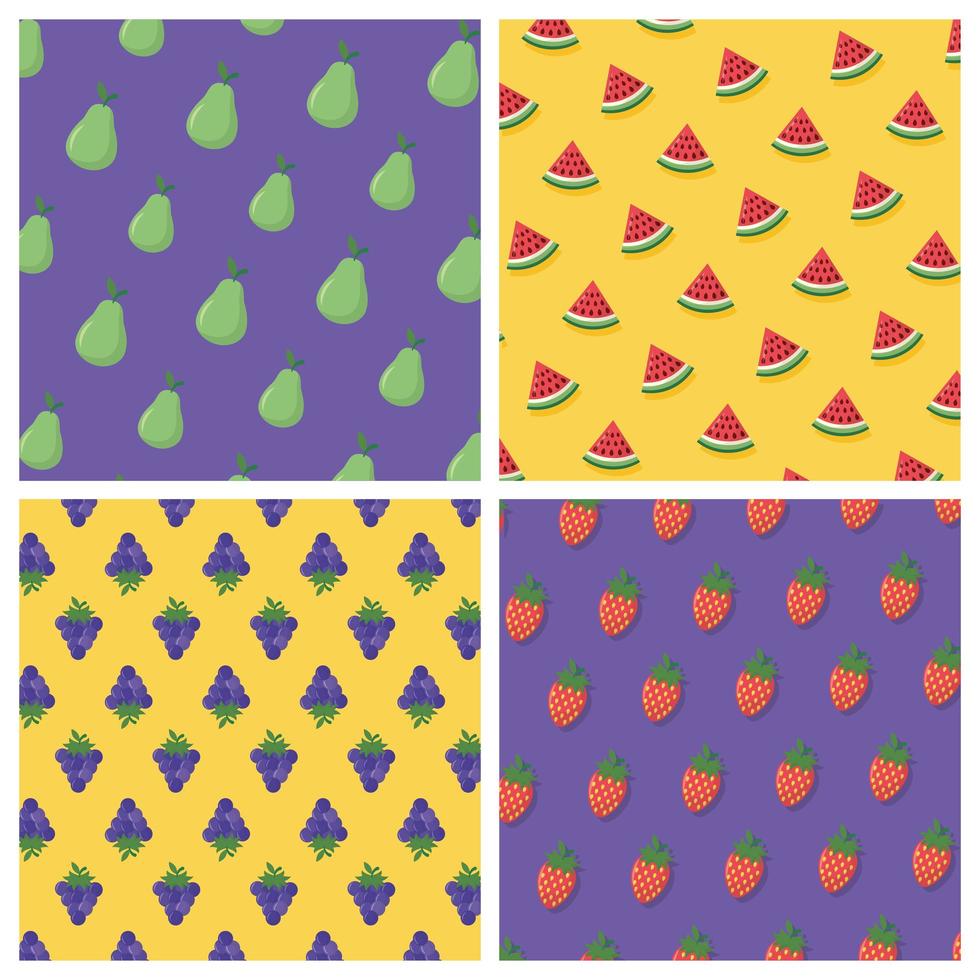 Fruit pattern background set vector