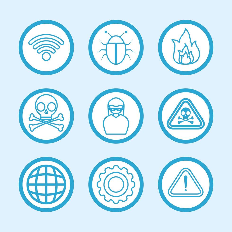 Computer and internet security icon set vector