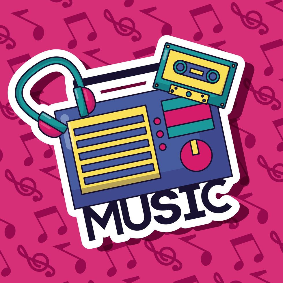 lindo diseño de música con iconos pop vector