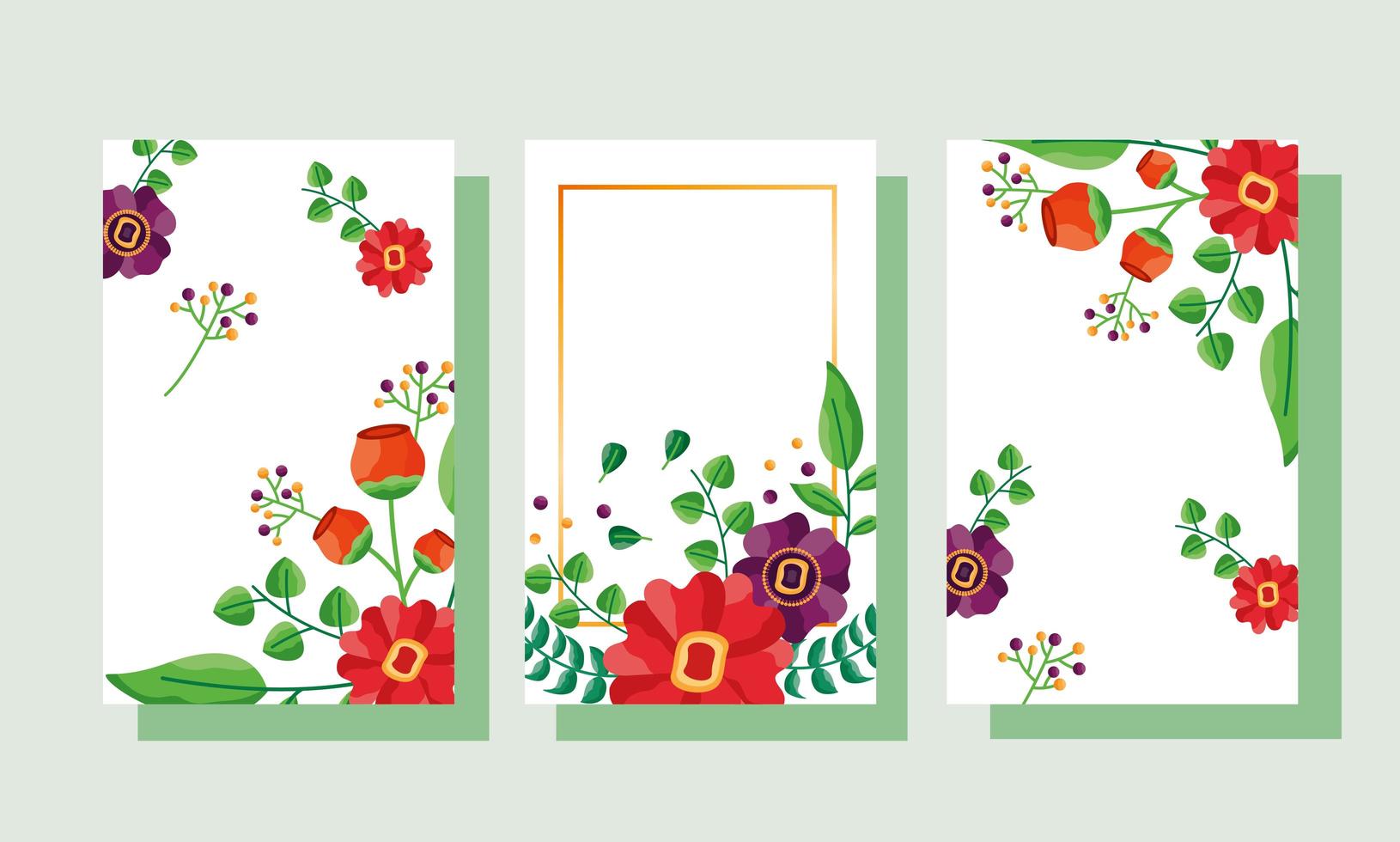 guardar la fecha floral conjunto de tarjetas de boda vector