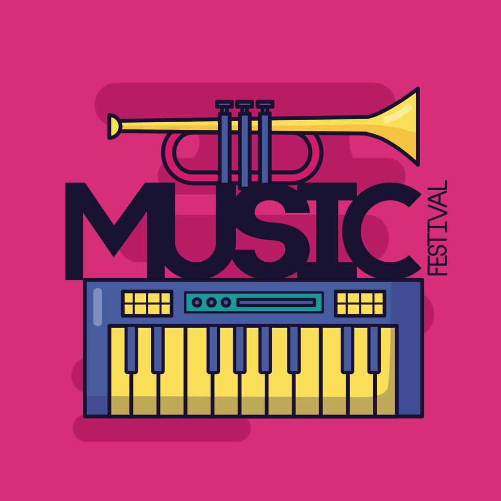 lindo diseño de música con iconos pop vector