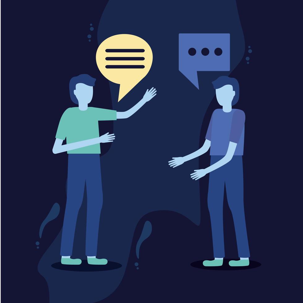 Men talking with speech bubble vector