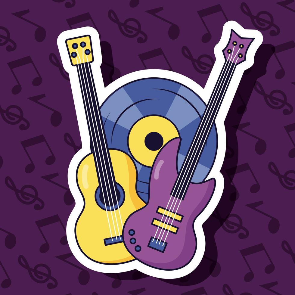 lindo diseño de música con iconos pop vector