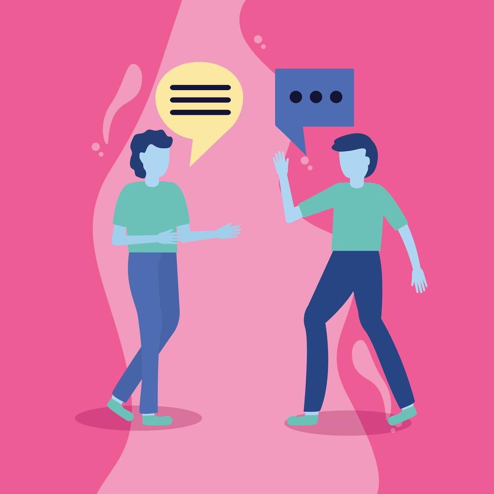 Men talking with speech bubble vector
