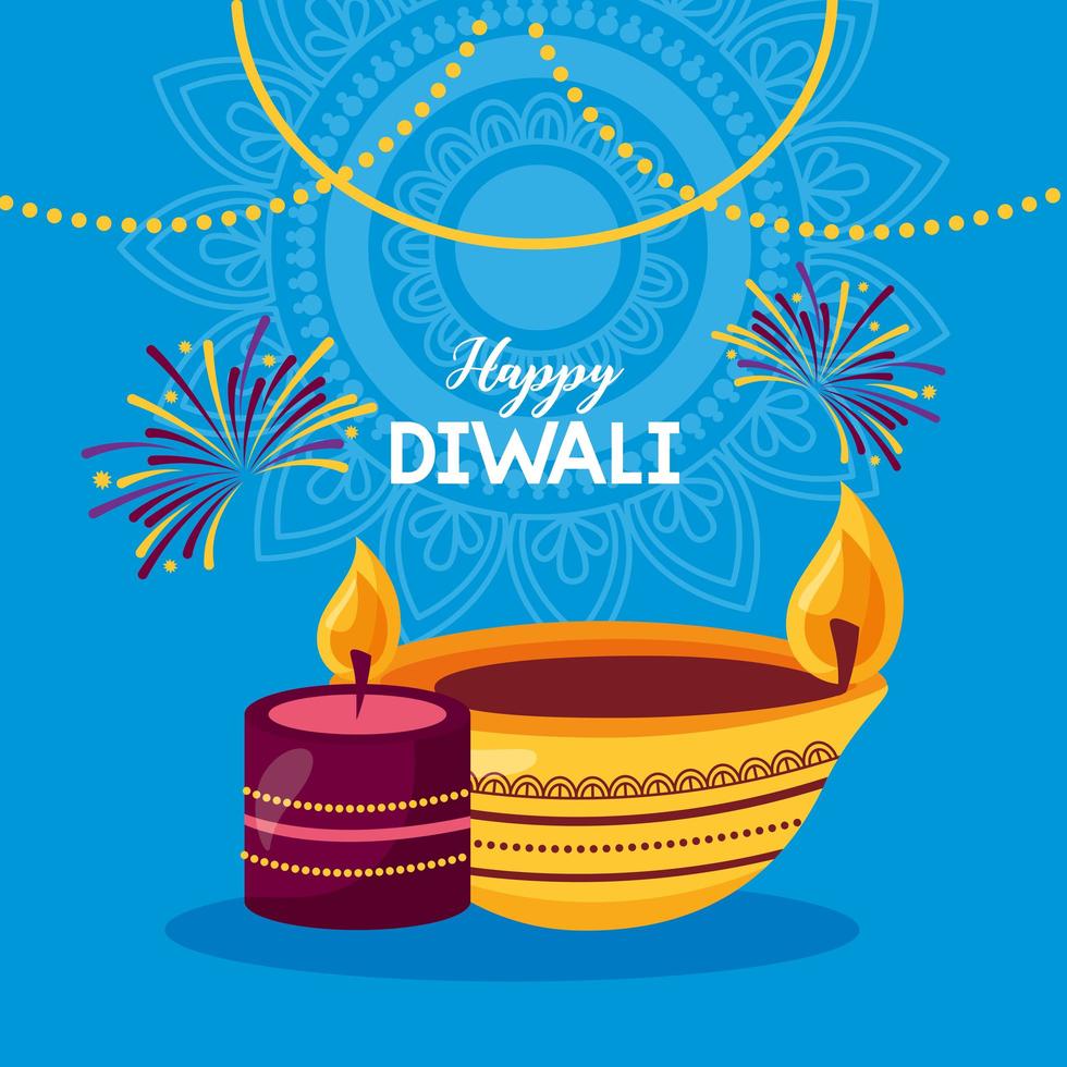 happy diwali festival poster flat design vector