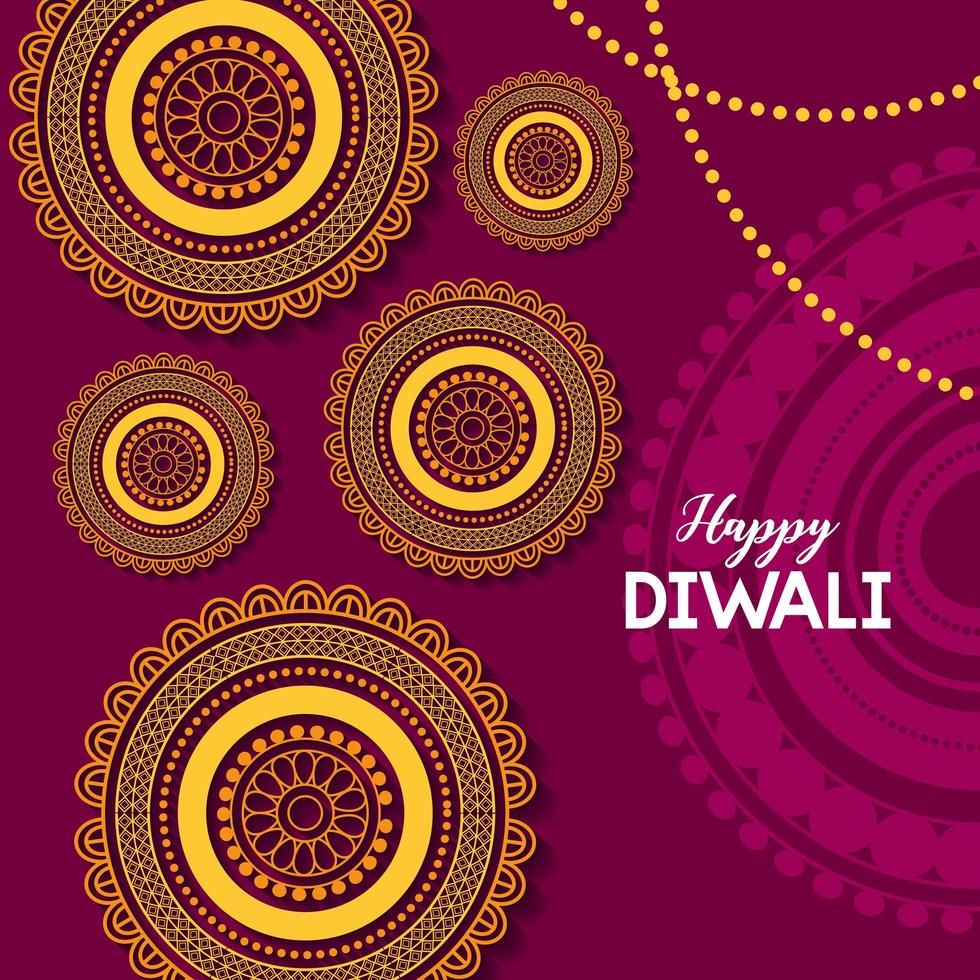 happy diwali festival poster flat design vector