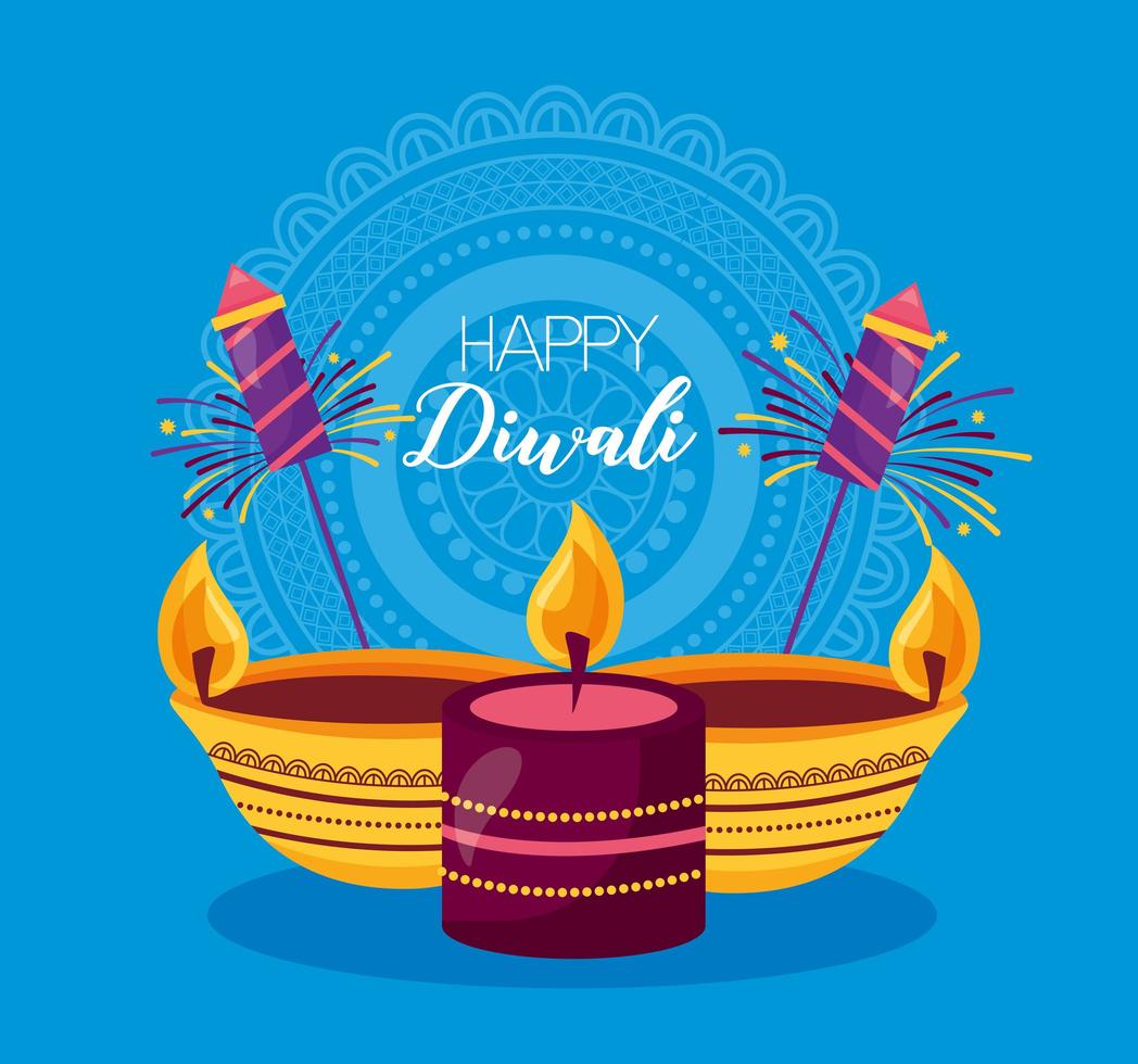 cartel del festival de diwali feliz diseño plano vector