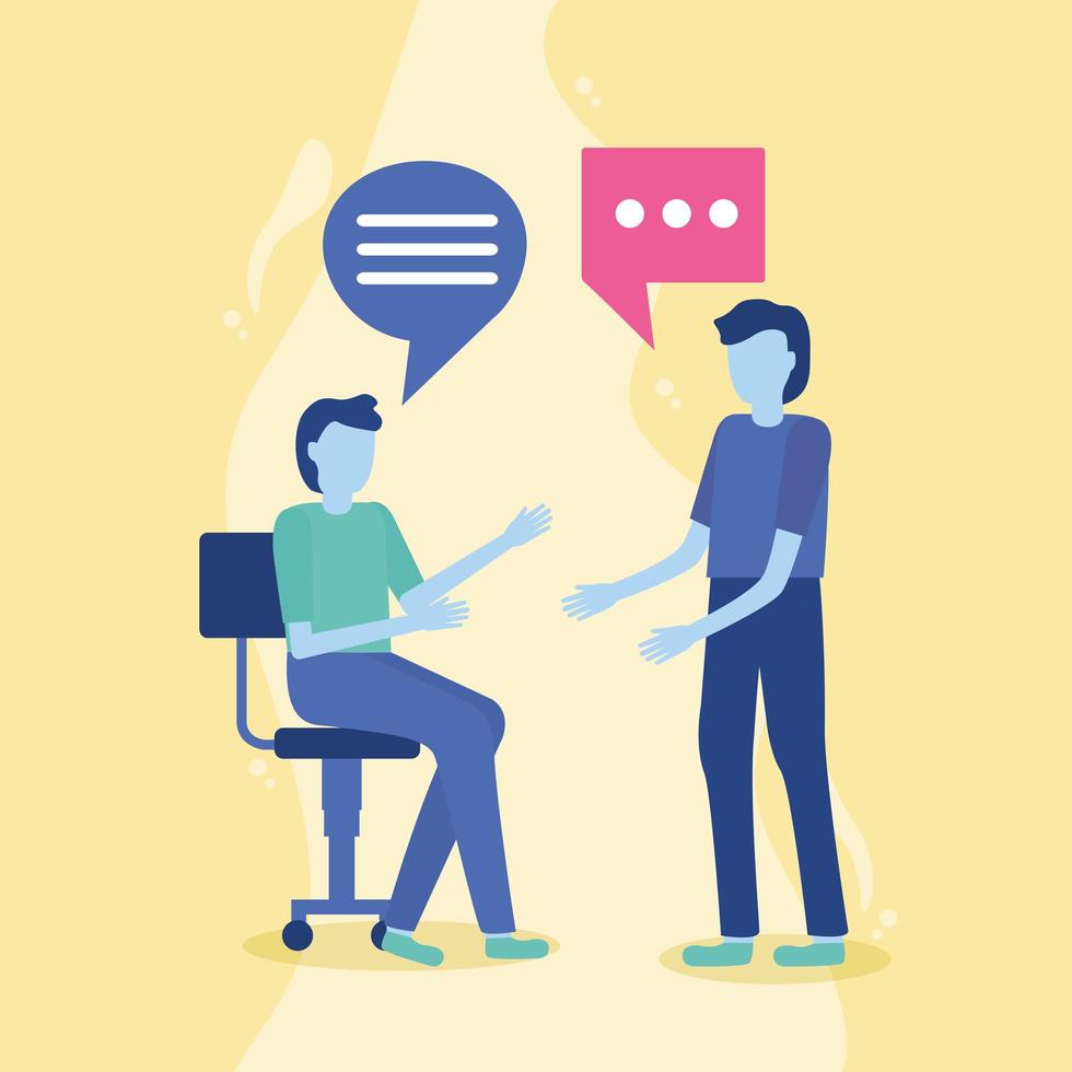 Men talking with speech bubble vector