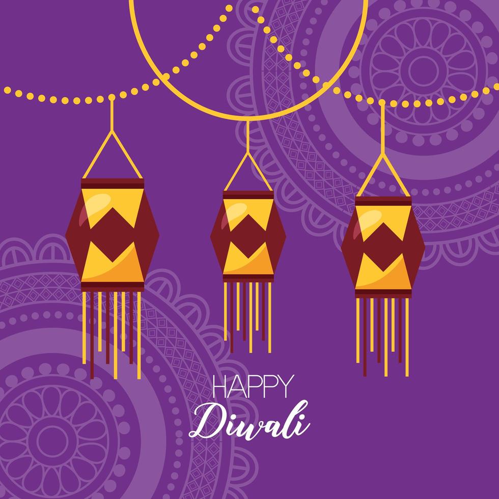 happy diwali festival poster flat design vector