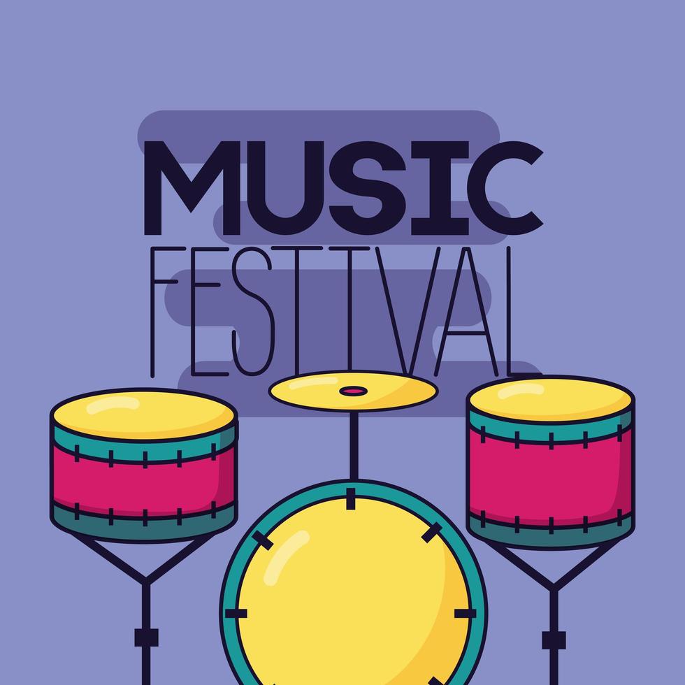 lindo diseño de festival de música con iconos pop vector