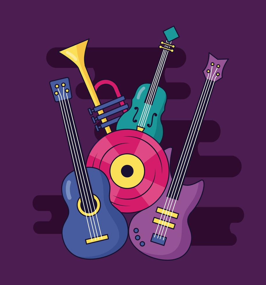 lindo diseño de festival de música con iconos pop vector