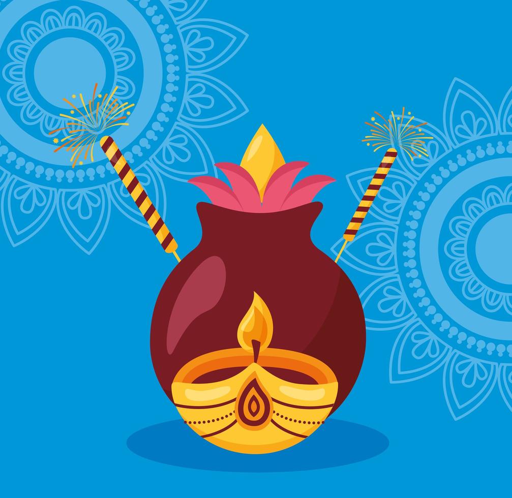 happy diwali festival poster flat design vector