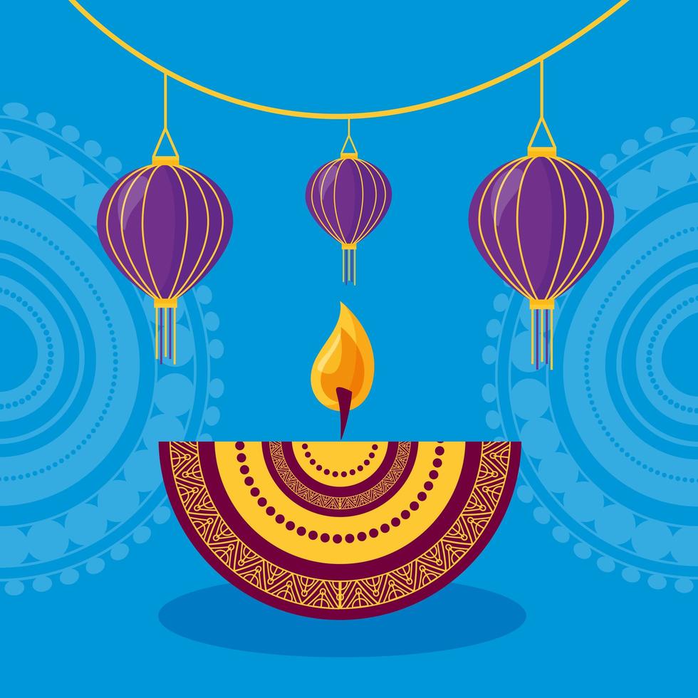 cartel del festival de diwali feliz diseño plano vector
