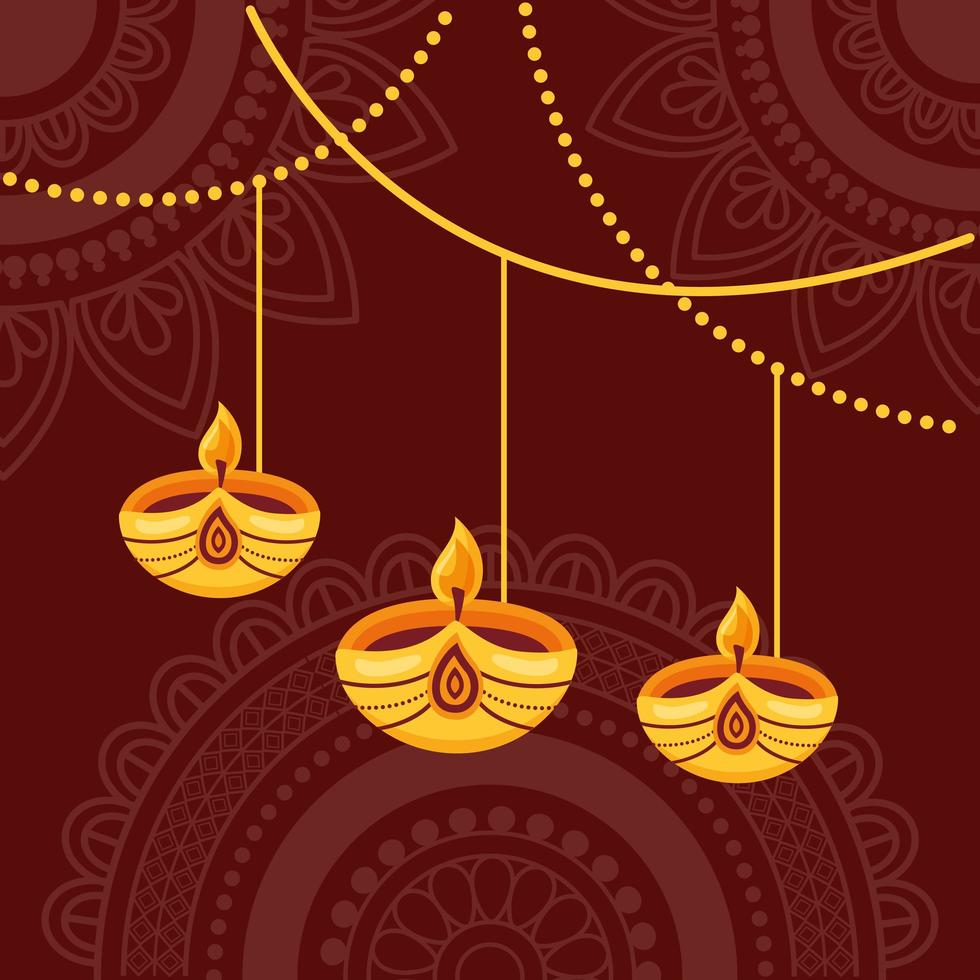 happy diwali festival poster flat design vector