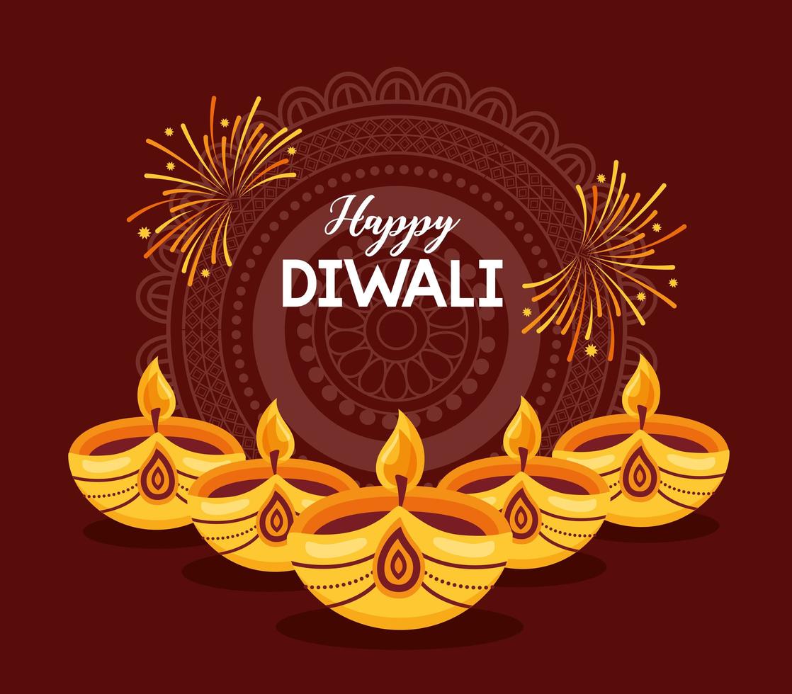 happy diwali festival poster flat design vector