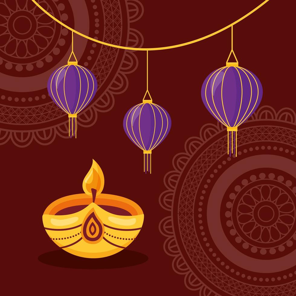 happy diwali festival poster flat design vector