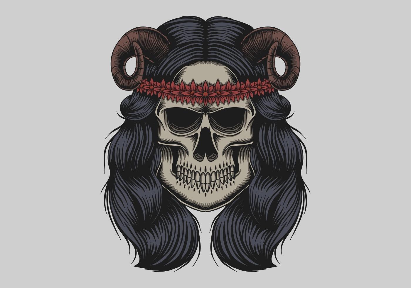 Skull demon girl vector illustration