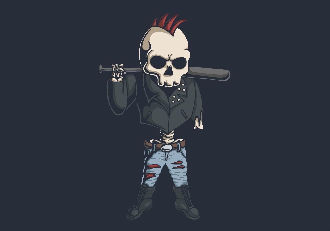 Punk skull illustration vector