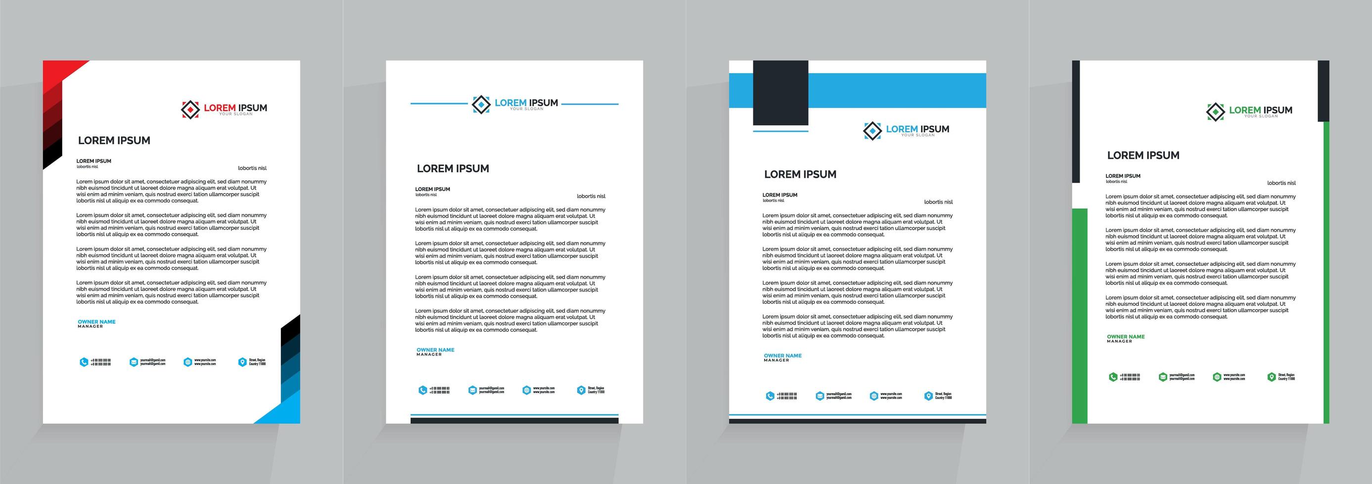 Professional Letterhead Template Set vector