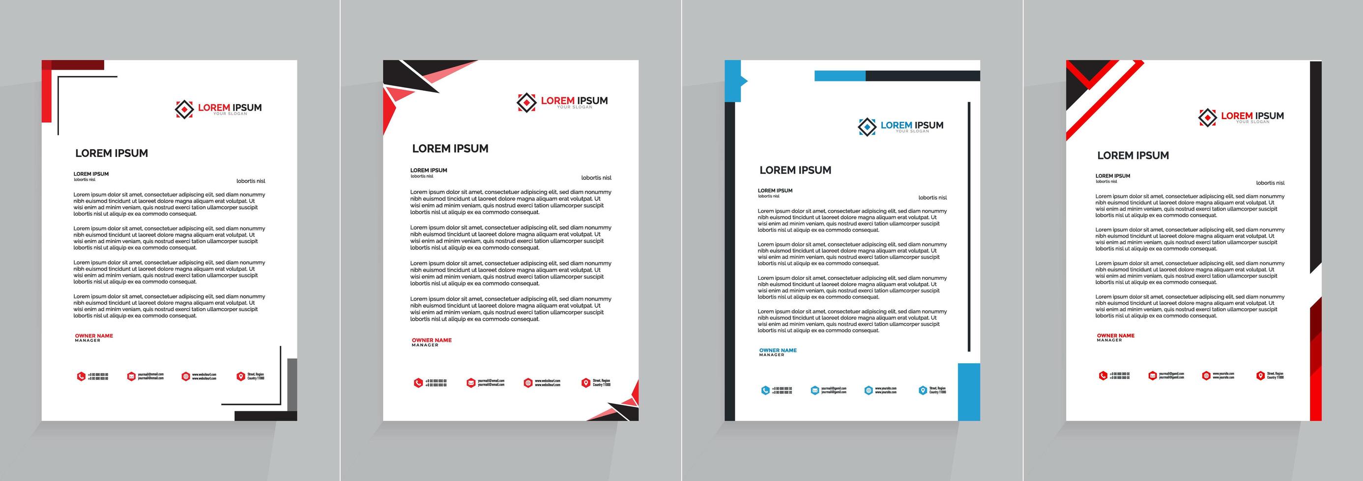 Professional Letterhead Template Set vector