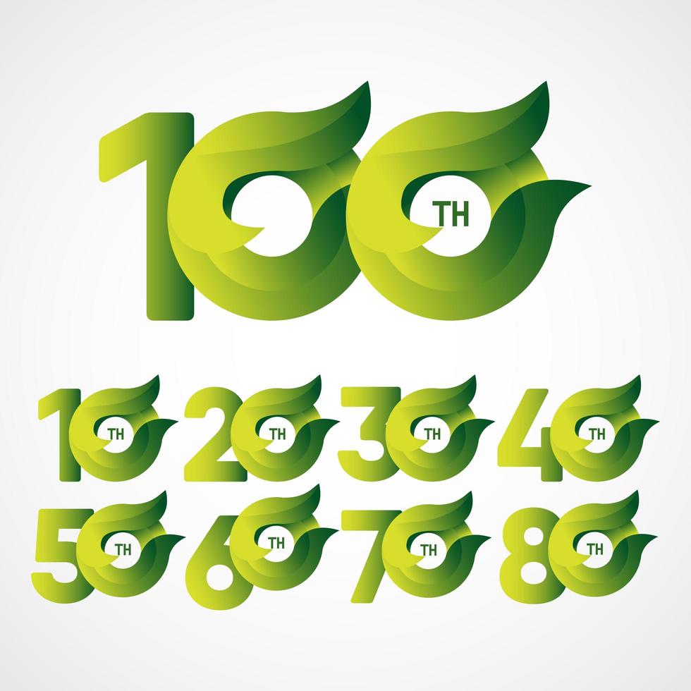 Celebraciones del 100 aniversario ilustración de diseño de plantilla de vector degradado verde