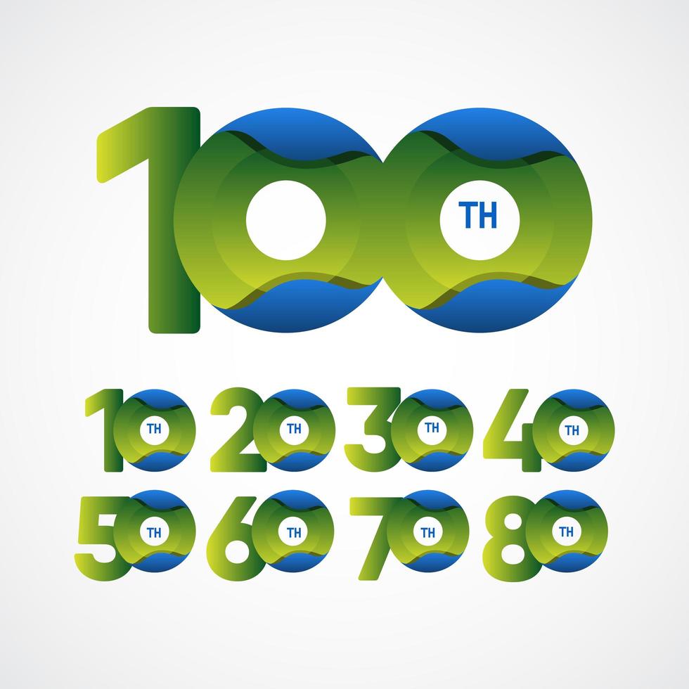 100th Anniversary Celebrations Green Blue gradient Vector Template Design Illustration