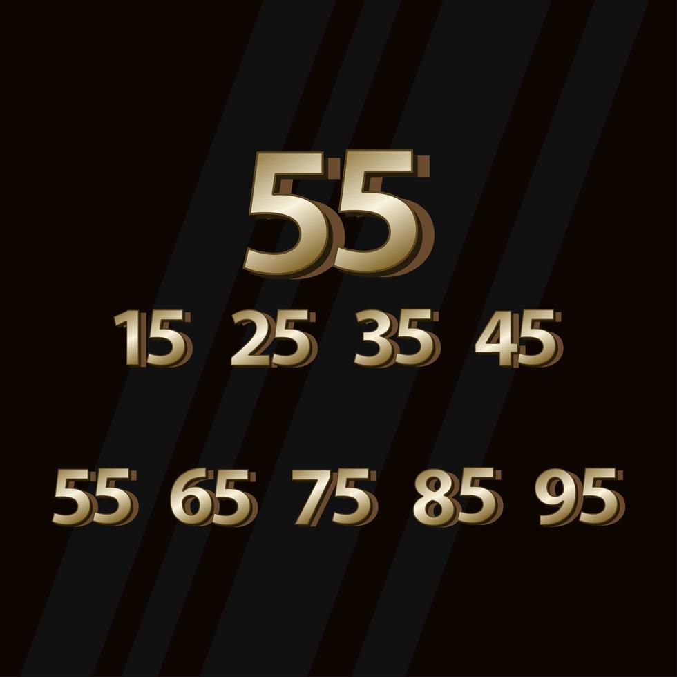 55 Years Anniversary Gold Elegant Number Vector Template Design Illustration