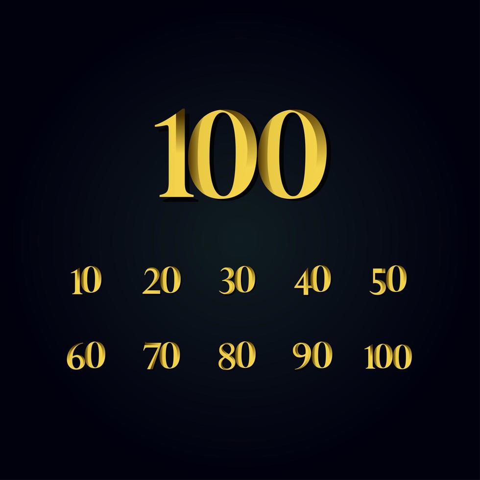 100 Years Anniversary Gold Number Vector Template Design Illustration