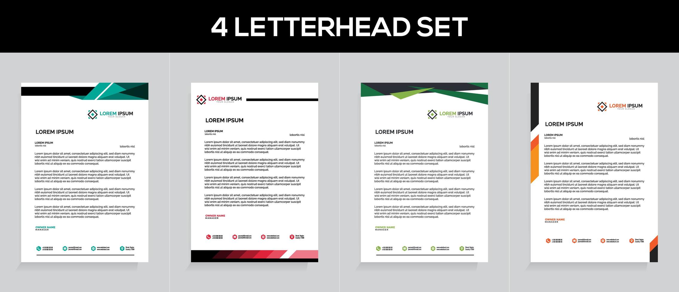 Professional Letterhead Template Set vector