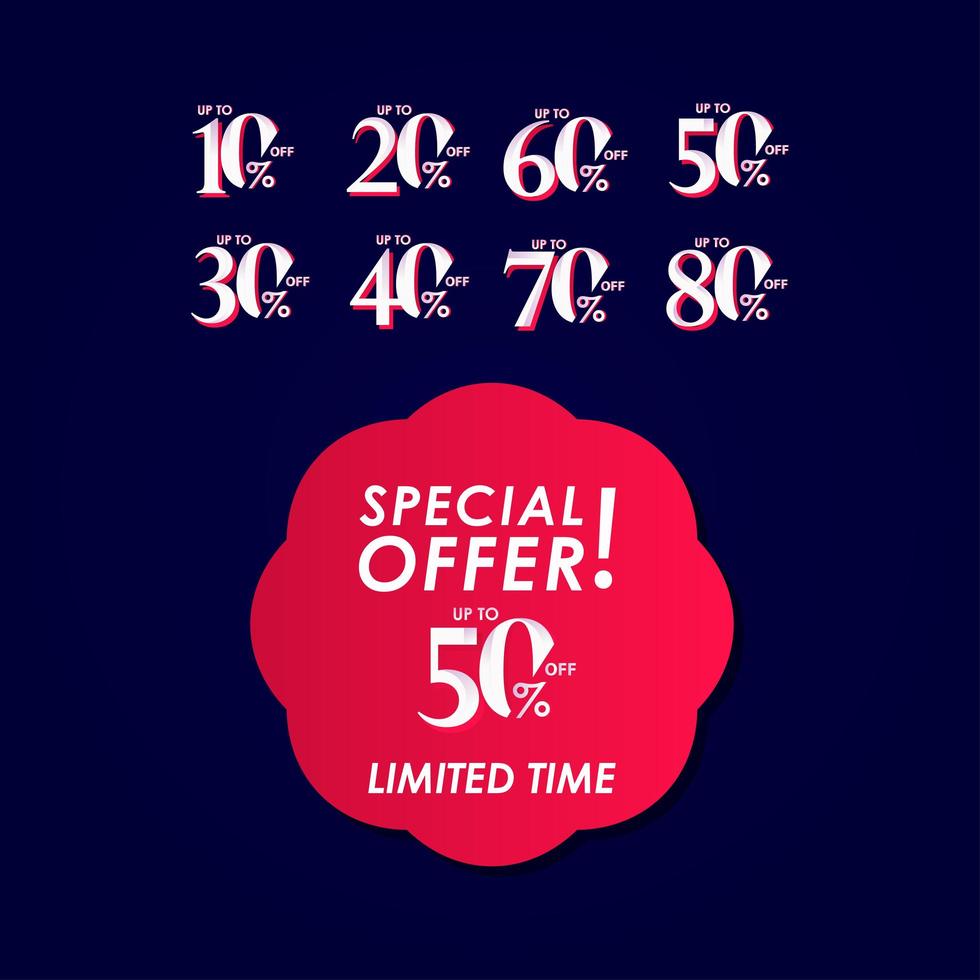 Discount Special Offer up to 50 Percent Limited Time Label Vector Template Design Illustration