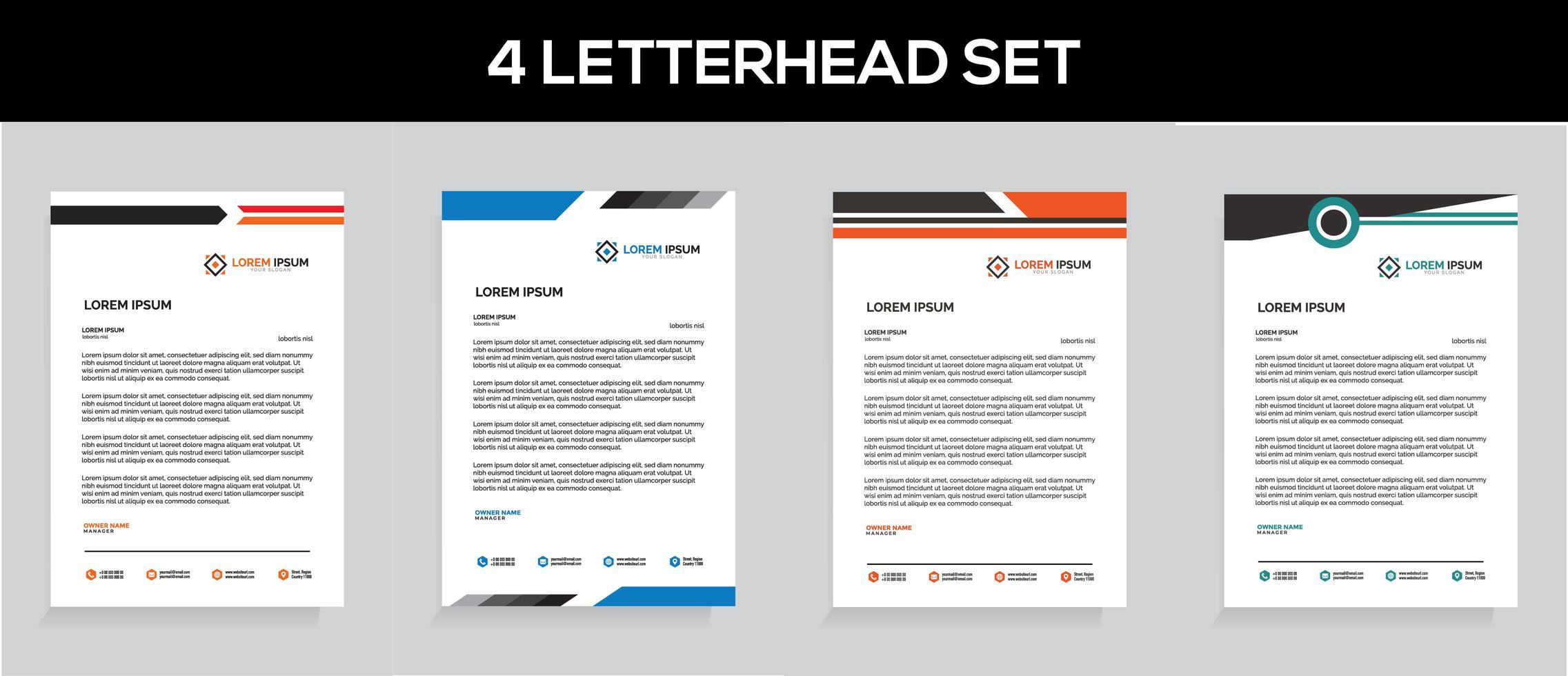 Professional Letterhead Template Set vector