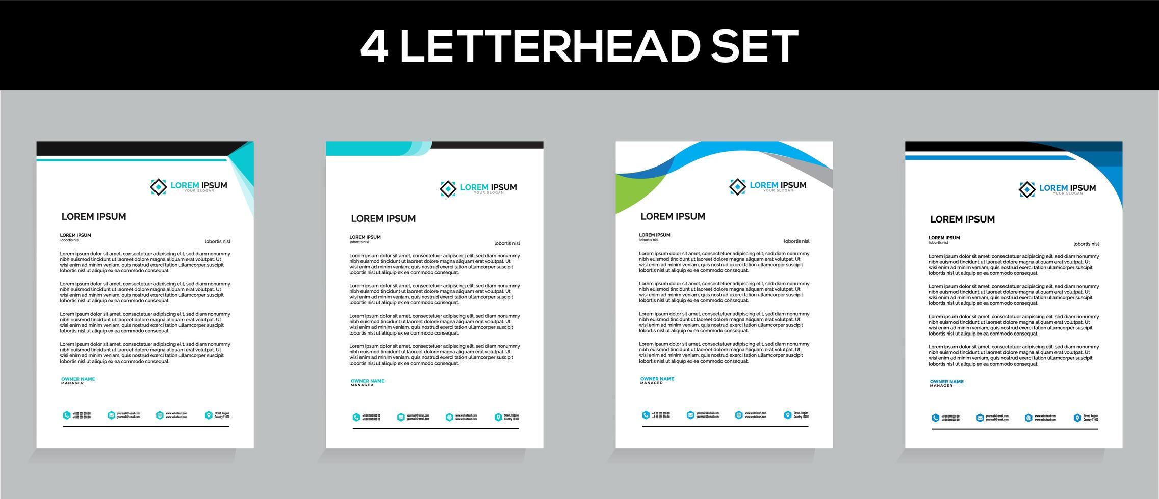 Professional Letterhead Template Set vector