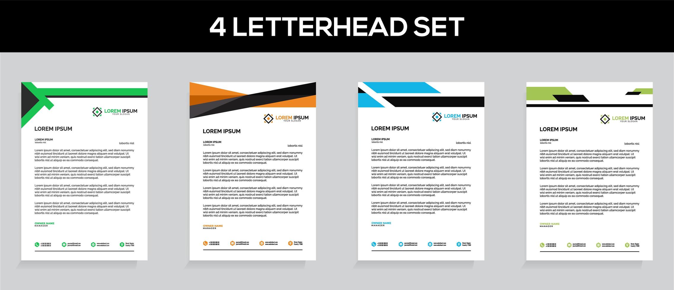 Professional Letterhead Template Set vector