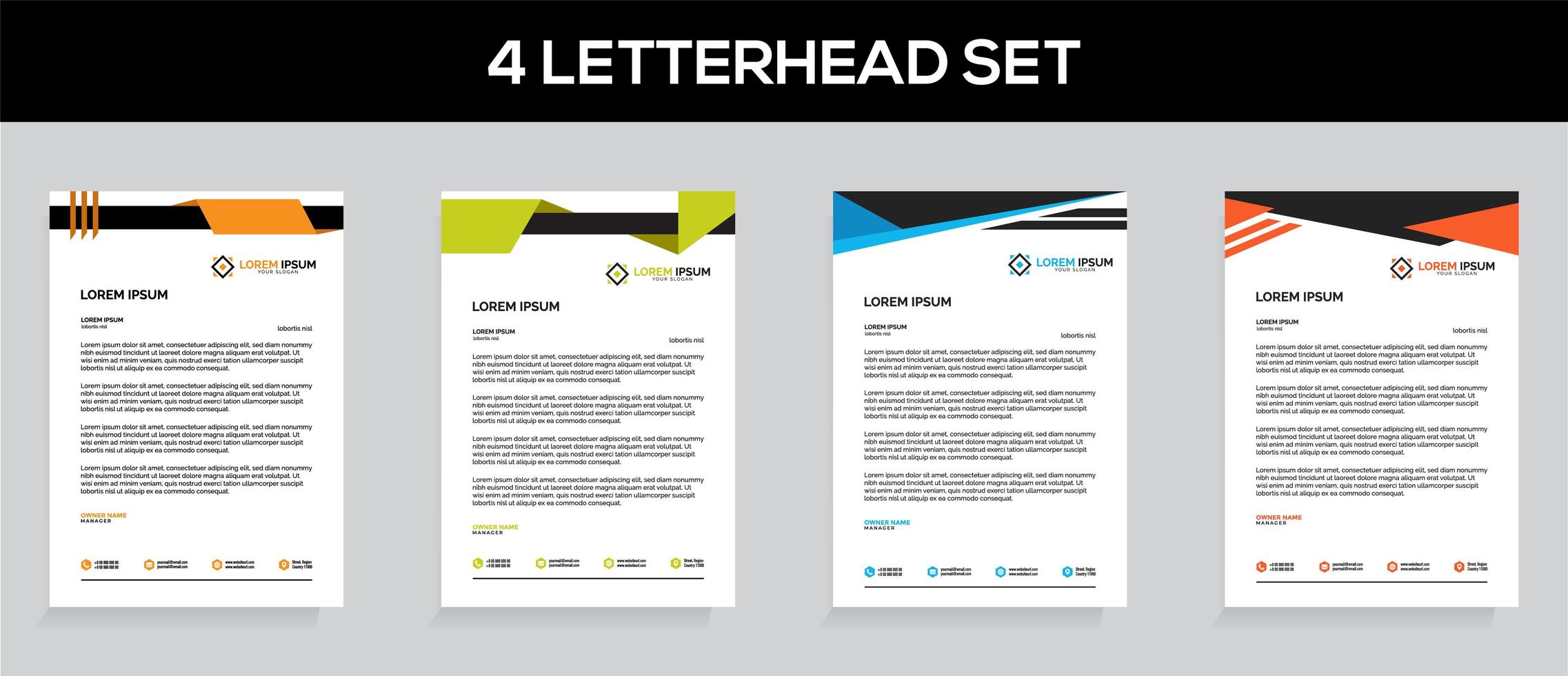 Professional Letterhead Template Set vector