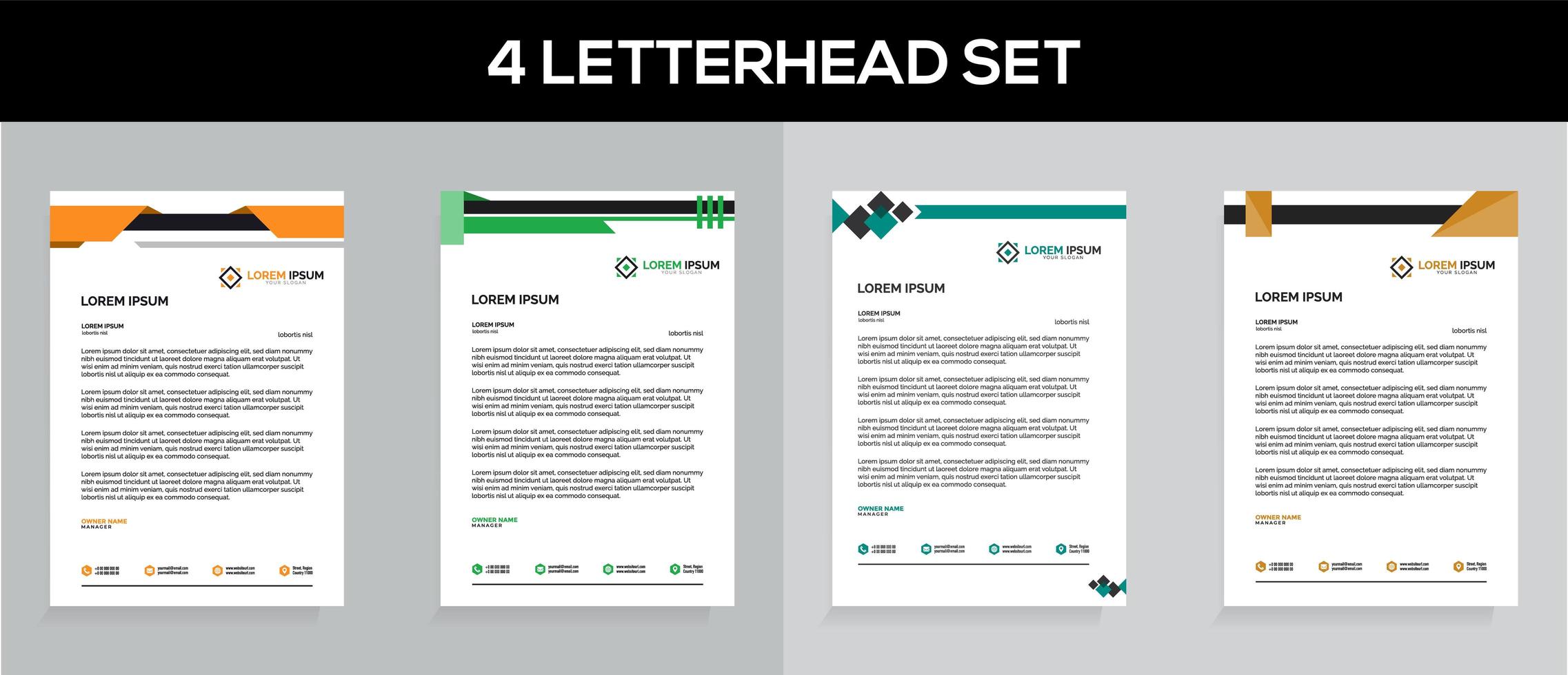 Professional Letterhead Template Set vector